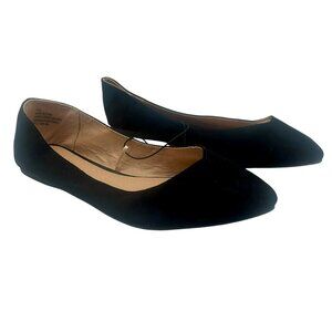 NEW Lane Bryant Ballet Flat Shoes Women 10 Wide Black Faux Suede Work Classic